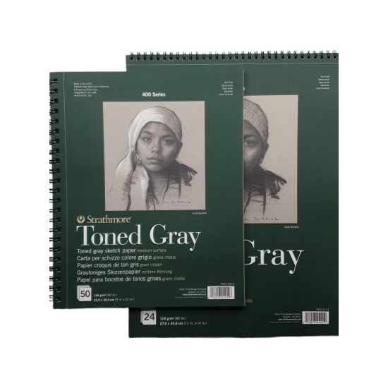 Strathmore A4+ Pad Toned Gray ( 27.9X35.6 CM x 24 sheets) 118 g/m2 Gray paper color 400 Series Heavyweight Drawing (11*14 IN) Strathmore A4+ Pad Toned Gray ( 27.9X35.6 CM x 24 sheets) 118 g/m2 Gray paper color 400 Series Heavyweight Drawing (11*14 IN)